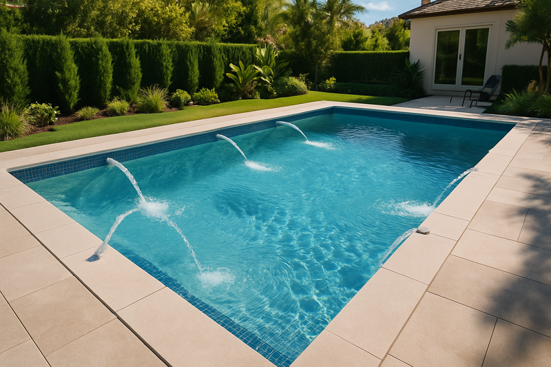 Beautiful in-ground pool being filled with water